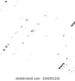 Grunge overlay layer. Abstract black and white vector background. Monochrome vintage surface with dirty pattern in cracks, spots, dots. Old wall in dark horror style design