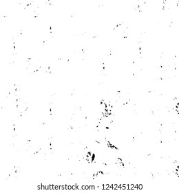 Grunge overlay layer. Abstract black and white vector background. Monochrome vintage surface with dirty pattern in cracks, spots, dots. Old wall in dark horror style design