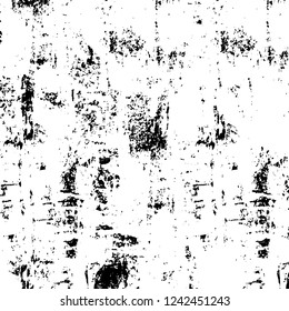 Grunge overlay layer. Abstract black and white vector background. Monochrome vintage surface with dirty pattern in cracks, spots, dots. Old wall in dark horror style design