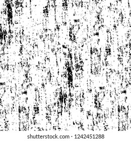 Grunge overlay layer. Abstract black and white vector background. Monochrome vintage surface with dirty pattern in cracks, spots, dots. Old wall in dark horror style design