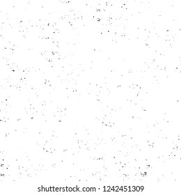 Grunge overlay layer. Abstract black and white vector background. Monochrome vintage surface with dirty pattern in cracks, spots, dots. Old wall in dark horror style design