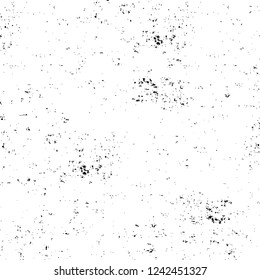 Grunge overlay layer. Abstract black and white vector background. Monochrome vintage surface with dirty pattern in cracks, spots, dots. Old wall in dark horror style design