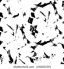 Grunge overlay layer. Abstract black and white vector background. Monochrome vintage surface with dirty pattern in cracks, spots, dots. Old wall in dark horror style design