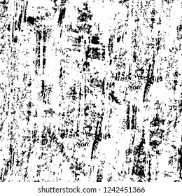 Grunge overlay layer. Abstract black and white vector background. Monochrome vintage surface with dirty pattern in cracks, spots, dots. Old wall in dark horror style design