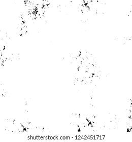 Grunge overlay layer. Abstract black and white vector background. Monochrome vintage surface with dirty pattern in cracks, spots, dots. Old wall in dark horror style design