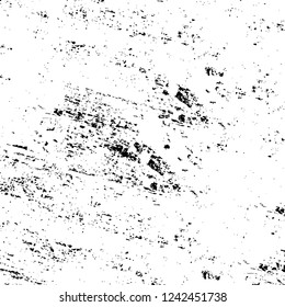 Grunge overlay layer. Abstract black and white vector background. Monochrome vintage surface with dirty pattern in cracks, spots, dots. Old wall in dark horror style design