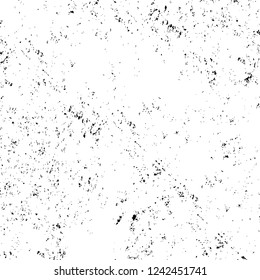 Grunge overlay layer. Abstract black and white vector background. Monochrome vintage surface with dirty pattern in cracks, spots, dots. Old wall in dark horror style design