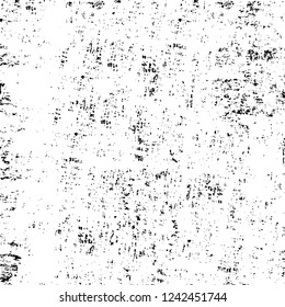 Grunge overlay layer. Abstract black and white vector background. Monochrome vintage surface with dirty pattern in cracks, spots, dots. Old wall in dark horror style design