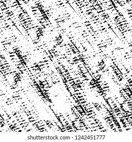 Grunge overlay layer. Abstract black and white vector background. Monochrome vintage surface with dirty pattern in cracks, spots, dots. Old wall in dark horror style design