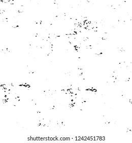 Grunge overlay layer. Abstract black and white vector background. Monochrome vintage surface with dirty pattern in cracks, spots, dots. Old wall in dark horror style design