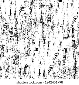 Grunge overlay layer. Abstract black and white vector background. Monochrome vintage surface with dirty pattern in cracks, spots, dots. Old wall in dark horror style design