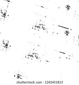 Grunge overlay layer. Abstract black and white vector background. Monochrome vintage surface with dirty pattern in cracks, spots, dots. Old wall in dark horror style design