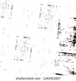 Grunge overlay layer. Abstract black and white vector background. Monochrome vintage surface with dirty pattern in cracks, spots, dots. Old wall in dark horror style design