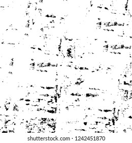 Grunge overlay layer. Abstract black and white vector background. Monochrome vintage surface with dirty pattern in cracks, spots, dots. Old wall in dark horror style design