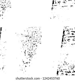 Grunge overlay layer. Abstract black and white vector background. Monochrome vintage surface with dirty pattern in cracks, spots, dots. Old wall in dark horror style design