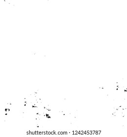 Grunge overlay layer. Abstract black and white vector background. Monochrome vintage surface with dirty pattern in cracks, spots, dots. Old wall in dark horror style design