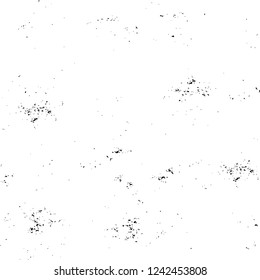 Grunge overlay layer. Abstract black and white vector background. Monochrome vintage surface with dirty pattern in cracks, spots, dots. Old wall in dark horror style design