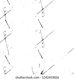 Grunge overlay layer. Abstract black and white vector background. Monochrome vintage surface with dirty pattern in cracks, spots, dots. Old wall in dark horror style design