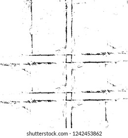 Grunge overlay layer. Abstract black and white vector background. Monochrome vintage surface with dirty pattern in cracks, spots, dots. Old wall in dark horror style design