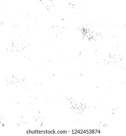 Grunge overlay layer. Abstract black and white vector background. Monochrome vintage surface with dirty pattern in cracks, spots, dots. Old wall in dark horror style design