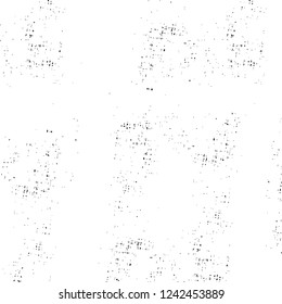 Grunge overlay layer. Abstract black and white vector background. Monochrome vintage surface with dirty pattern in cracks, spots, dots. Old wall in dark horror style design