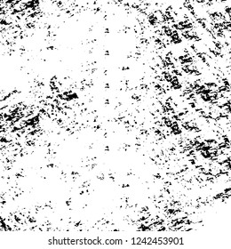 Grunge overlay layer. Abstract black and white vector background. Monochrome vintage surface with dirty pattern in cracks, spots, dots. Old wall in dark horror style design