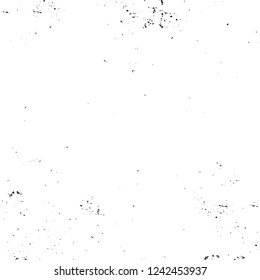 Grunge overlay layer. Abstract black and white vector background. Monochrome vintage surface with dirty pattern in cracks, spots, dots. Old wall in dark horror style design