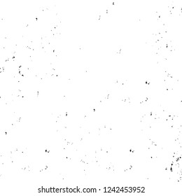 Grunge overlay layer. Abstract black and white vector background. Monochrome vintage surface with dirty pattern in cracks, spots, dots. Old wall in dark horror style design