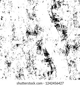 Grunge overlay layer. Abstract black and white vector background. Monochrome vintage surface with dirty pattern in cracks, spots, dots. Old wall in dark horror style design