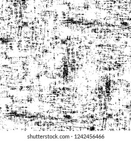 Grunge overlay layer. Abstract black and white vector background. Monochrome vintage surface with dirty pattern in cracks, spots, dots. Old wall in dark horror style design
