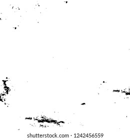 Grunge overlay layer. Abstract black and white vector background. Monochrome vintage surface with dirty pattern in cracks, spots, dots. Old wall in dark horror style design