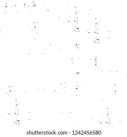 Grunge overlay layer. Abstract black and white vector background. Monochrome vintage surface with dirty pattern in cracks, spots, dots. Old wall in dark horror style design