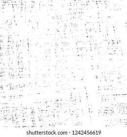 Grunge overlay layer. Abstract black and white vector background. Monochrome vintage surface with dirty pattern in cracks, spots, dots. Old wall in dark horror style design