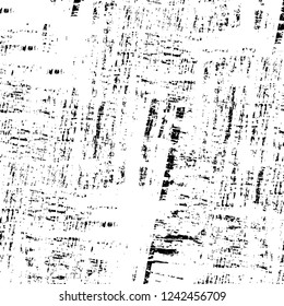 Grunge overlay layer. Abstract black and white vector background. Monochrome vintage surface with dirty pattern in cracks, spots, dots. Old wall in dark horror style design