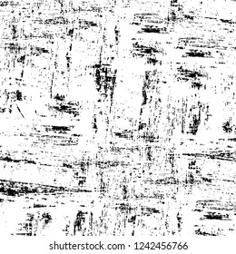 Grunge overlay layer. Abstract black and white vector background. Monochrome vintage surface with dirty pattern in cracks, spots, dots. Old wall in dark horror style design