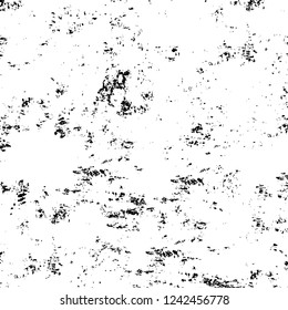 Grunge overlay layer. Abstract black and white vector background. Monochrome vintage surface with dirty pattern in cracks, spots, dots. Old wall in dark horror style design