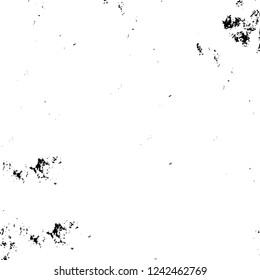 Grunge overlay layer. Abstract black and white vector background. Monochrome vintage surface with dirty pattern in cracks, spots, dots. Old wall in dark horror style design