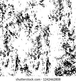 Grunge overlay layer. Abstract black and white vector background. Monochrome vintage surface with dirty pattern in cracks, spots, dots. Old wall in dark horror style design