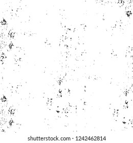 Grunge overlay layer. Abstract black and white vector background. Monochrome vintage surface with dirty pattern in cracks, spots, dots. Old wall in dark horror style design