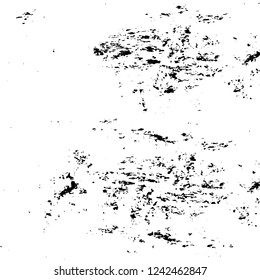 Grunge overlay layer. Abstract black and white vector background. Monochrome vintage surface with dirty pattern in cracks, spots, dots. Old wall in dark horror style design
