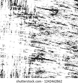 Grunge overlay layer. Abstract black and white vector background. Monochrome vintage surface with dirty pattern in cracks, spots, dots. Old wall in dark horror style design