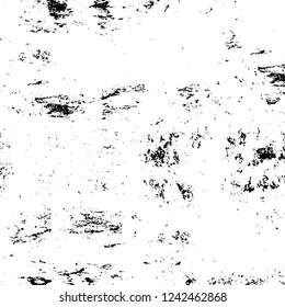 Grunge overlay layer. Abstract black and white vector background. Monochrome vintage surface with dirty pattern in cracks, spots, dots. Old wall in dark horror style design