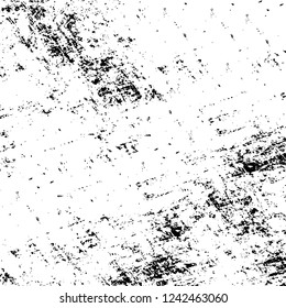 Grunge overlay layer. Abstract black and white vector background. Monochrome vintage surface with dirty pattern in cracks, spots, dots. Old wall in dark horror style design