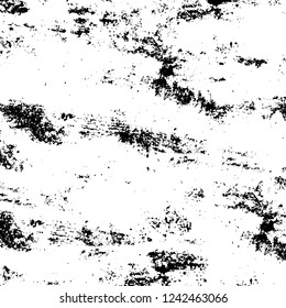 Grunge overlay layer. Abstract black and white vector background. Monochrome vintage surface with dirty pattern in cracks, spots, dots. Old wall in dark horror style design