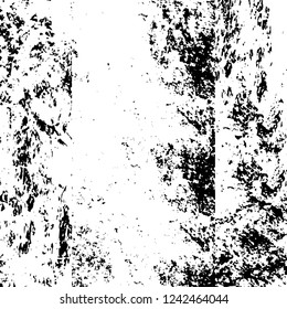 Grunge overlay layer. Abstract black and white vector background. Monochrome vintage surface with dirty pattern in cracks, spots, dots. Old wall in dark horror style design