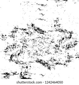 Grunge overlay layer. Abstract black and white vector background. Monochrome vintage surface with dirty pattern in cracks, spots, dots. Old wall in dark horror style design