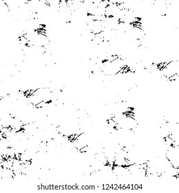 Grunge overlay layer. Abstract black and white vector background. Monochrome vintage surface with dirty pattern in cracks, spots, dots. Old wall in dark horror style design