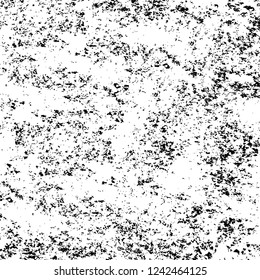 Grunge overlay layer. Abstract black and white vector background. Monochrome vintage surface with dirty pattern in cracks, spots, dots. Old wall in dark horror style design