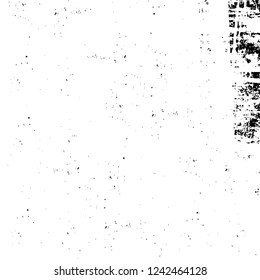 Grunge overlay layer. Abstract black and white vector background. Monochrome vintage surface with dirty pattern in cracks, spots, dots. Old wall in dark horror style design