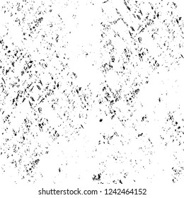 Grunge overlay layer. Abstract black and white vector background. Monochrome vintage surface with dirty pattern in cracks, spots, dots. Old wall in dark horror style design